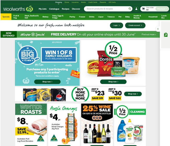 Woolworth官网：澳洲第一大超市